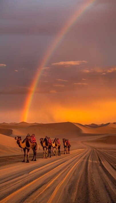 camels in the desert
